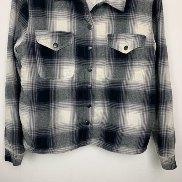 Lucky Brand Sherpa Lined Plaid Flannel Jacket Shacket - Picture 2 of 10